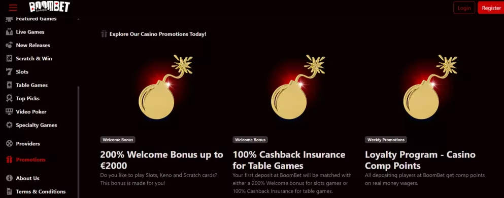 Boombet Casino — Bonus di Benvenuto del 200% fino a €2000, gioca subito online